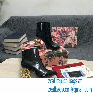 Dolce  &  Gabbana Heel 10.5cm ankle boots with DG Pop heel Patent Black 2022